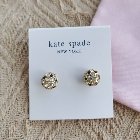 Kate Spade - On The Ball Black Multi Stud Earrings Gold - Picture 1 of 4